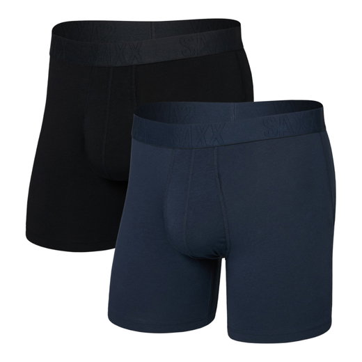 SAXX Boxershorts Droptemp Cooling Cotton Boxer Brief Fly inkblau/schwarz Herren - 2 Stück